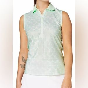 Lady Hagen Women's Mint Seashells Sleeveless Golf Tennis Polo Shirt Top